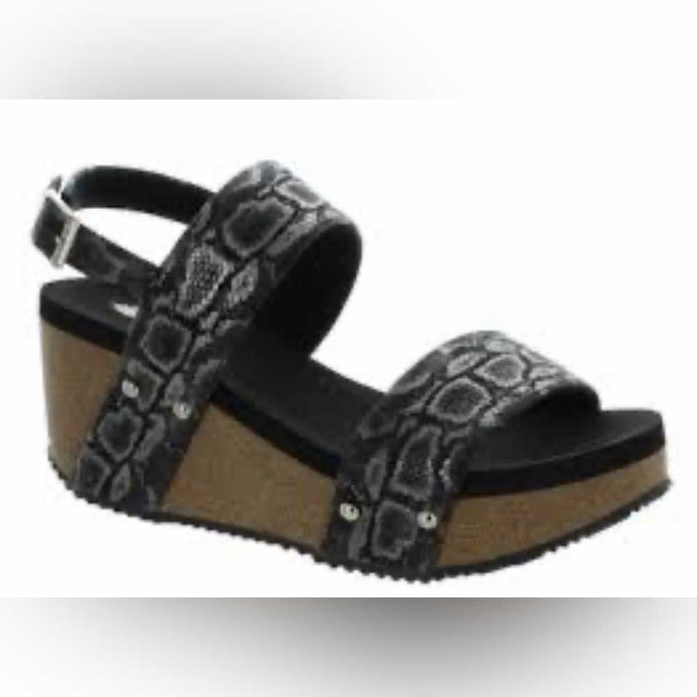 Volatile Black and Silver Platform Sandals